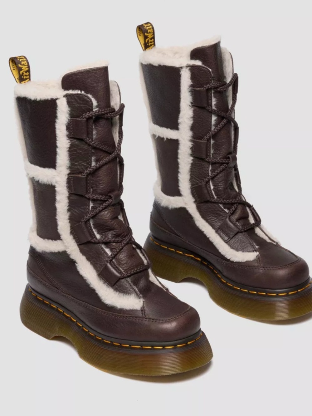 Dr. Martens size 8 faux fur lined Buzz lace up boots brown - Picture 3 of 7